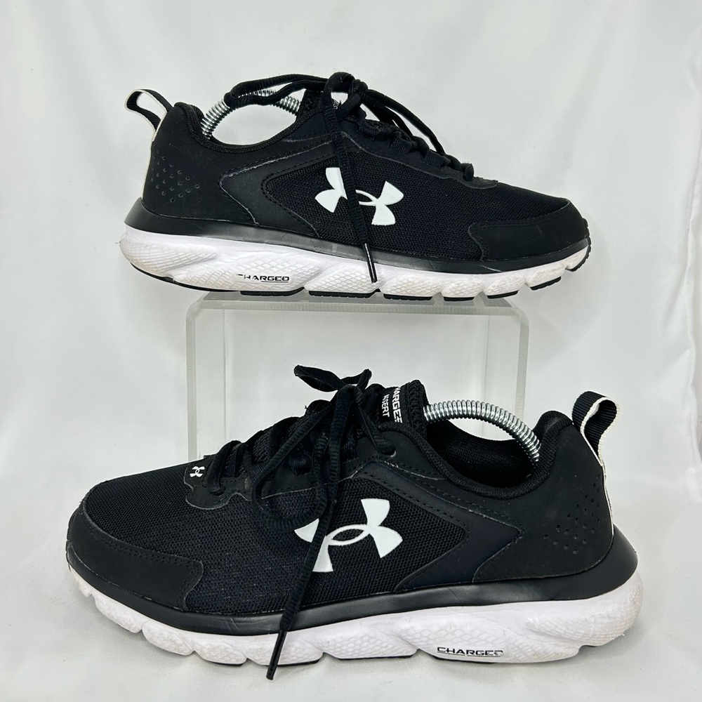 Under Armour Charged Assert 9 Running Shoes Womens Size 7 Black White